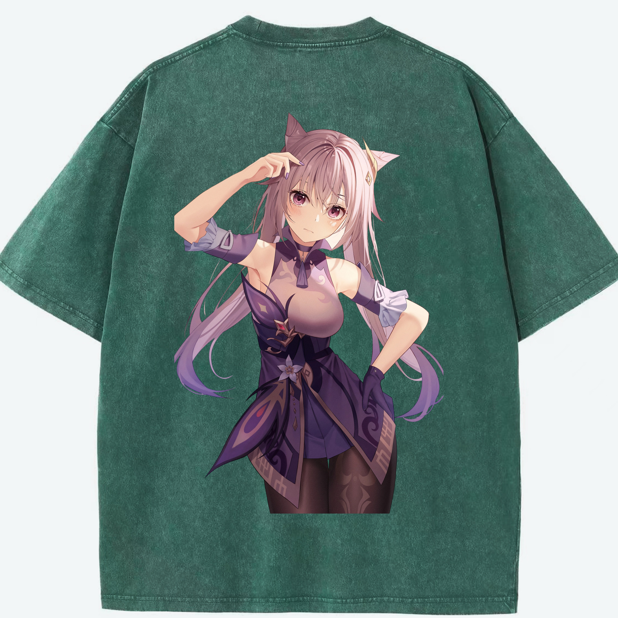 げんし神 刻晴 こくせい genshin Kokusei 綿100% ヴィンテージ風 半袖Tシャツ（背面プリント）